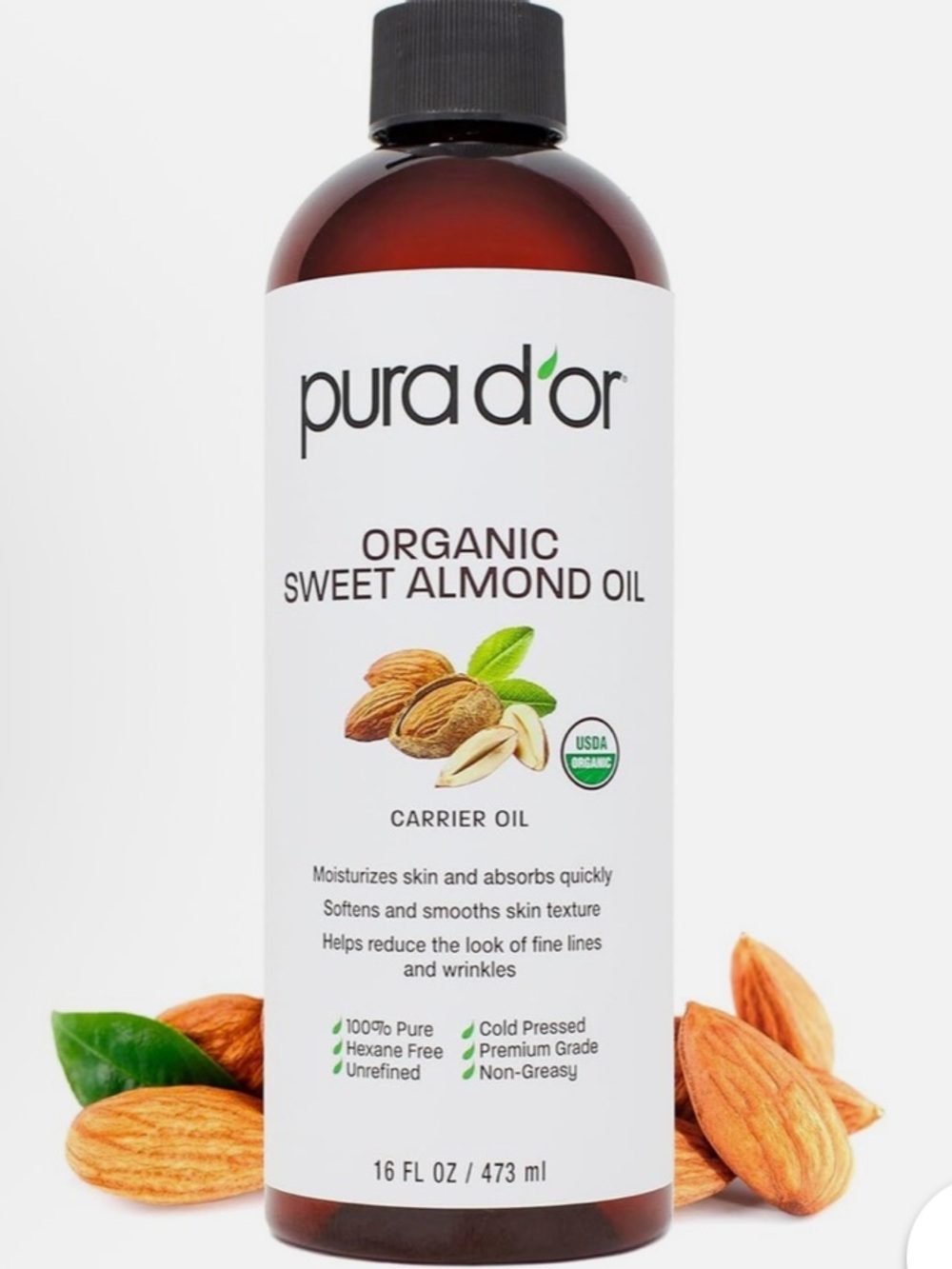 Purador Organic Sweet Almond Oil - with Pump 16 oz - Picture 5 of 6
